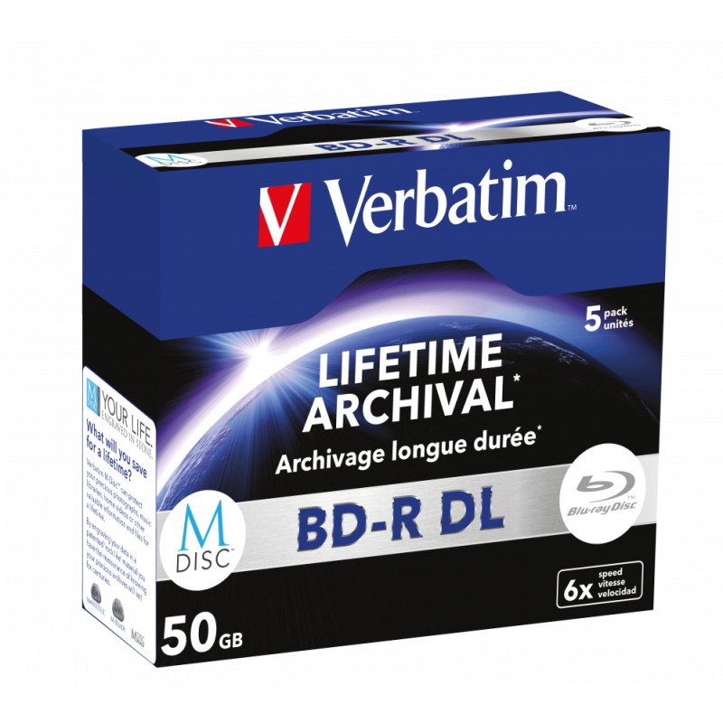 Verbatim MDisc BD-R DL 6X 50GB 5 Pack Verbatim MDisc BD-R DL 6X 50GB 5 Pack